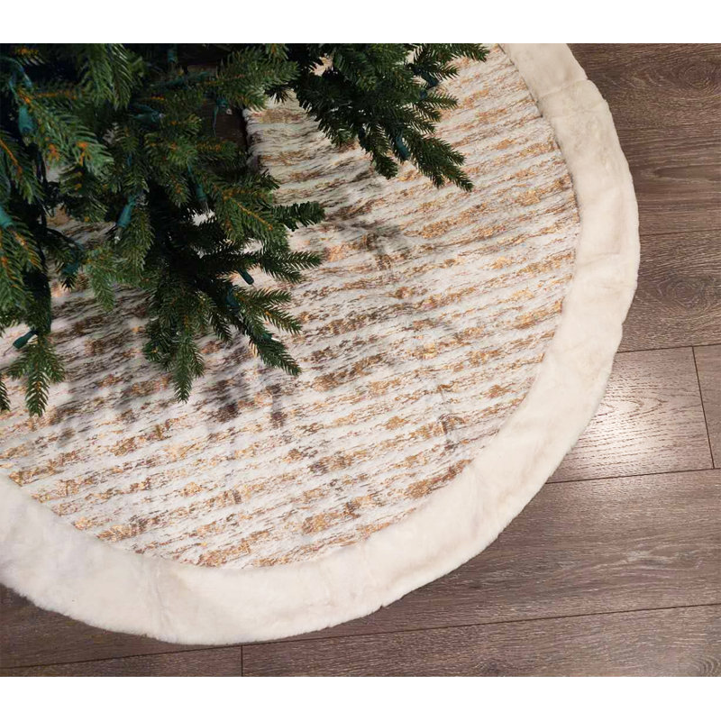 Faux Fur Tree Skirt, Gold, 52" H x 52" W