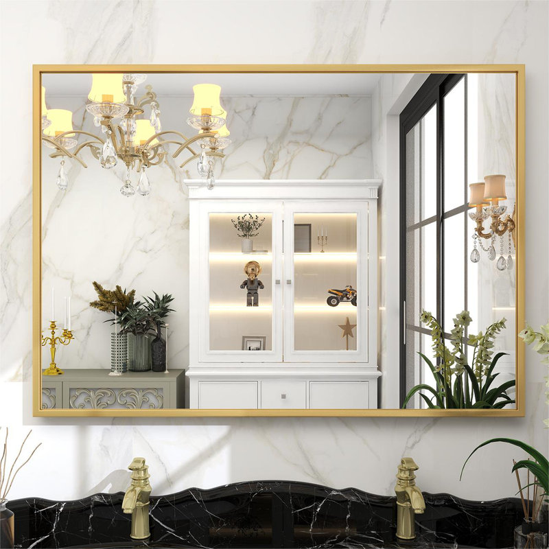 Miroir de salle de bain Idina, H 36 po x l 24 po x P 0,86 po, Or