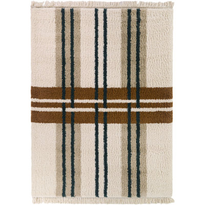 Tapis à rayures géométriques beige Barnwell