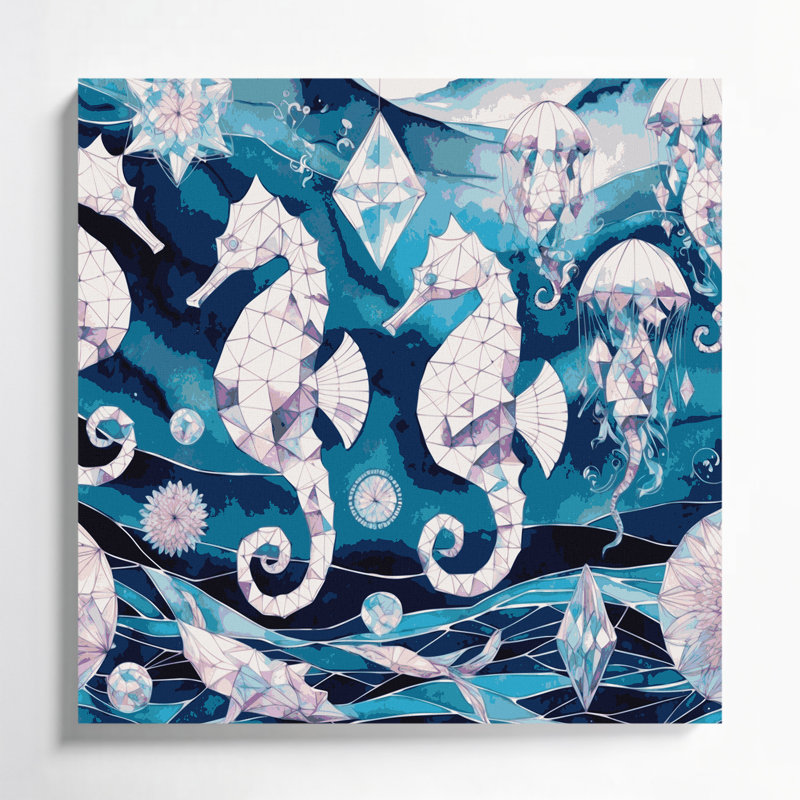 Art nautique sur toile bleu, H 12 po x l 12 po