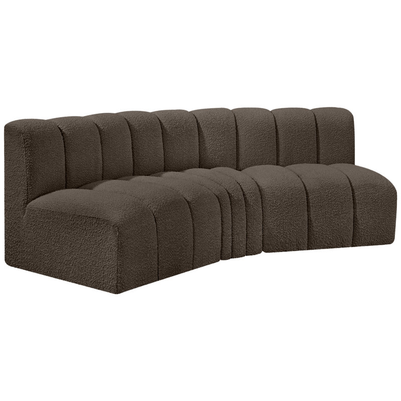 Hyoung Upholstered Curved Sectional Reversible, Brown Boucle Fabric