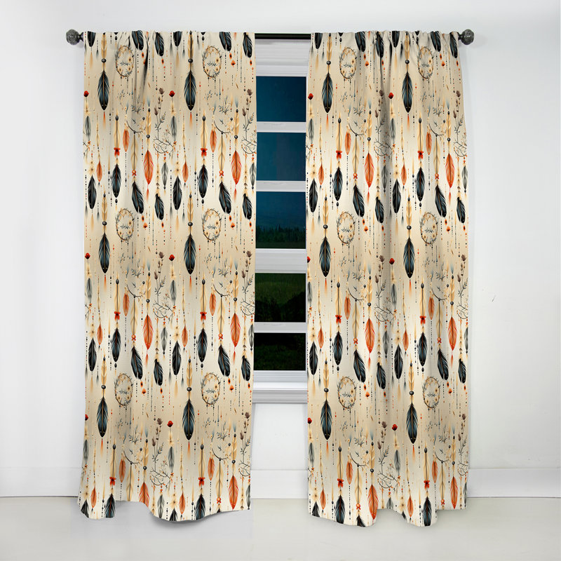 Desert Dreamcatchers Boho Pattern - Boho Curtain - Blackout Abstract Curtain - 1 Panels, 52" W x 120" L