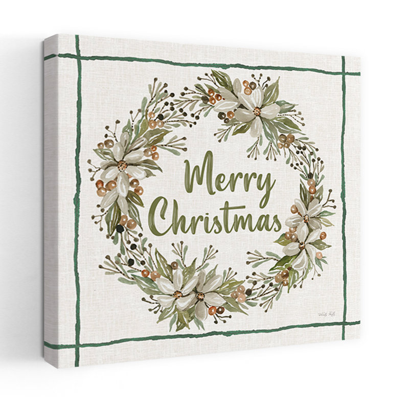«Merry Christmas Wreath», art mural abstrait contemporain d'hiver, 24" H x 24" W