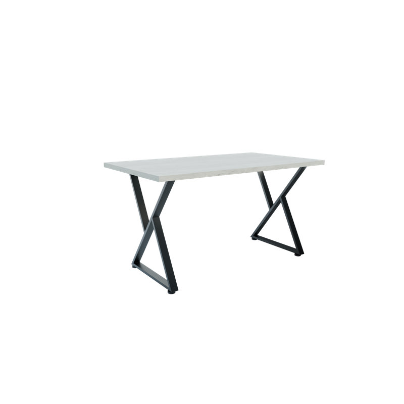 Metal Base Dining Table, 72cm H x 100cm W x 60cm D, White Craft Oak