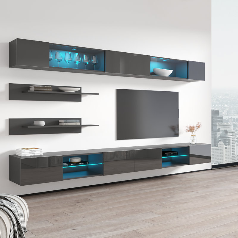 Meuble audio-vidéo flottant Fly 126 "I 33TV, Gris
