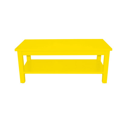 Table basse Versaloft en bois massif Amish avec tablette en peinture jaune canari