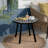 Laure Patio Round Ceramic Tabletop Accent Table with Metal Frame, Indoor Small Decorative Plant Stand & End Table for Home, Patio, Garden-1882737012