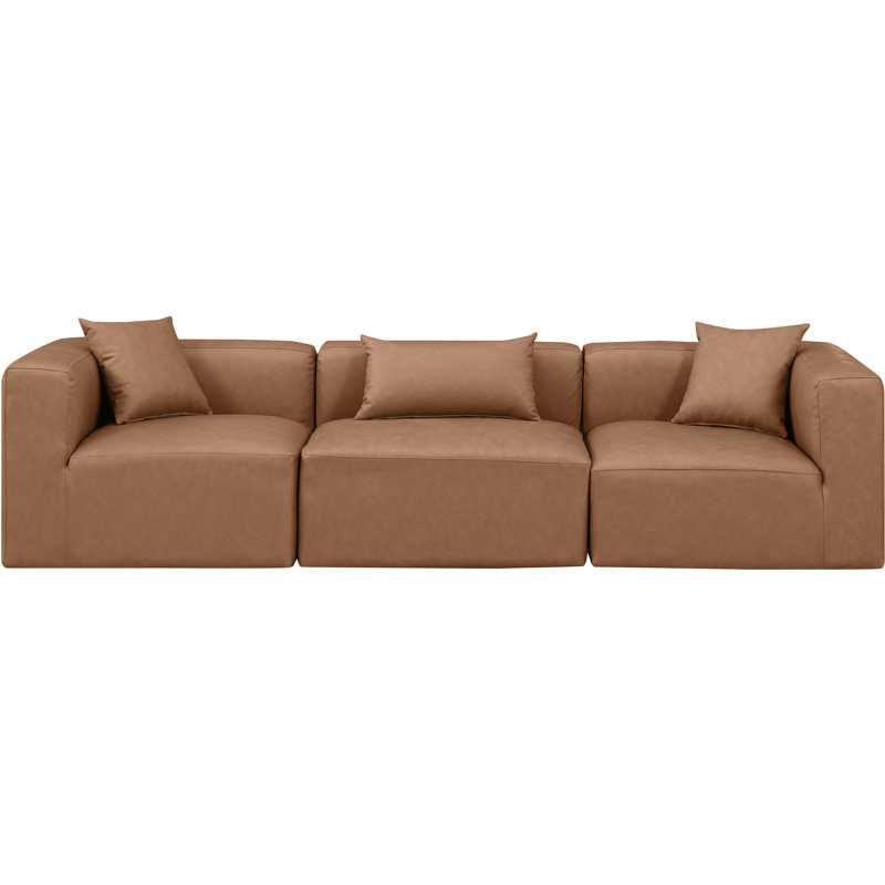 Houswerth Upholstered Sectional Reversible, Brown Vegan Leather