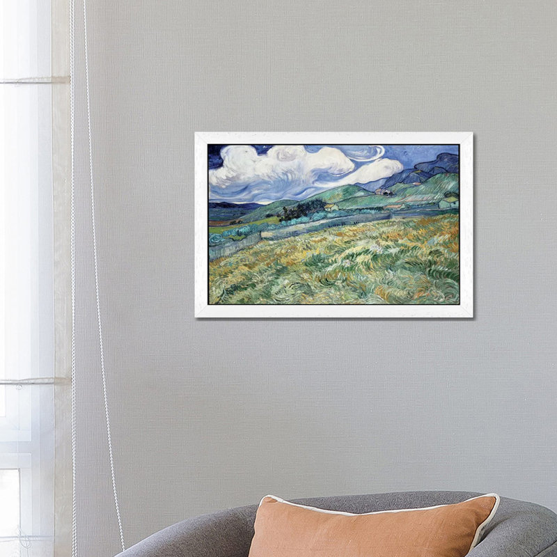 Landscape At Saint-Remy by Vincent Van Gogh - Floater Frame Painting on Canvas, White, 101.6 cm H x 66.04 cm W