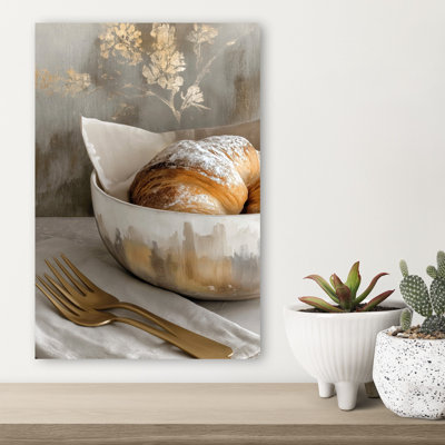Elegant Golden Breakfast Elegant Rustic Contemporary Wall Art Print 1 Piece Wrapped Canvas Wall Art
