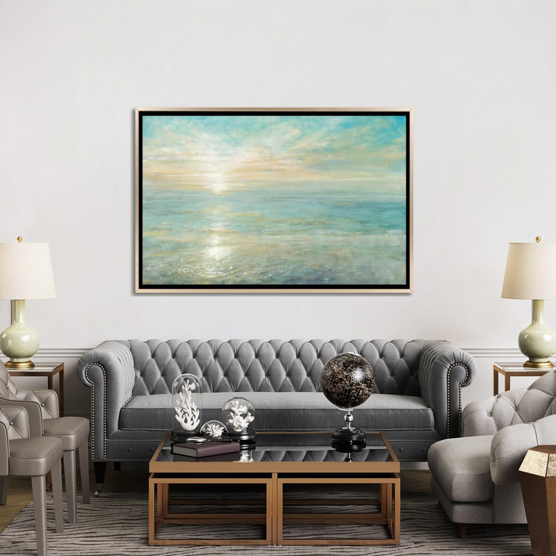 « Sunrise » par Danhui Nai - reproduction, H 40 po x l 60 po x P 1,5 po, Toile avec cadre flottant champagne, Pas de tapis