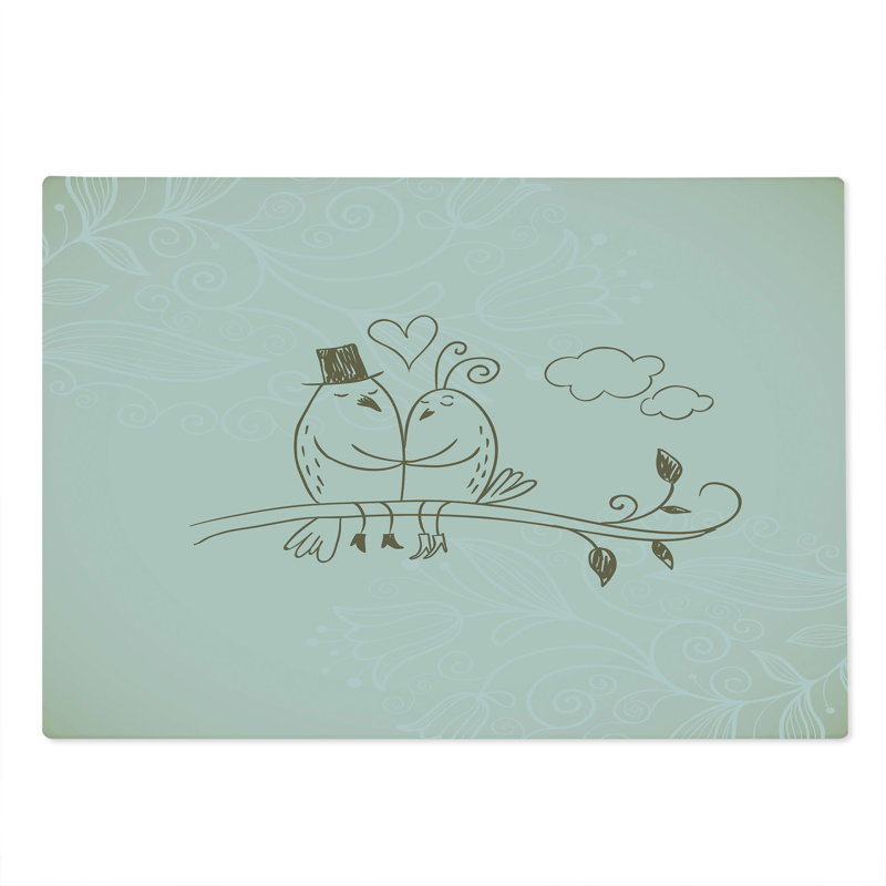 Planche à découper Ambesonne pour la Saint-Valentin grande taille 2 oiseaux gris gris