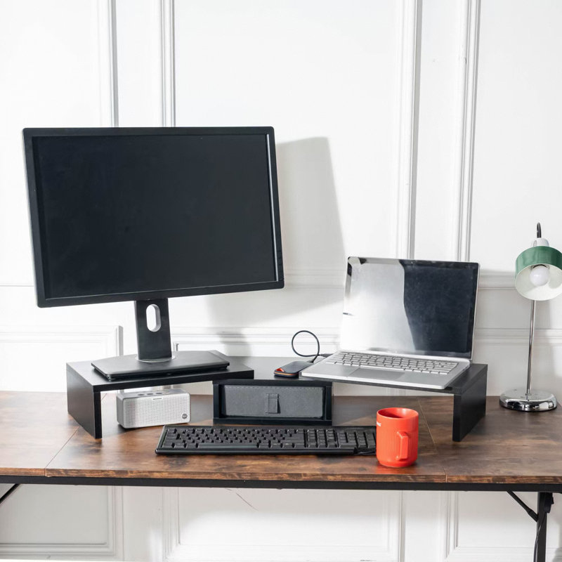 Barlas Manufactured Wood Monitor Stand, Black
