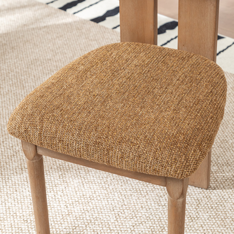 Chaise rembourrée en bois massif Morral, Jaune