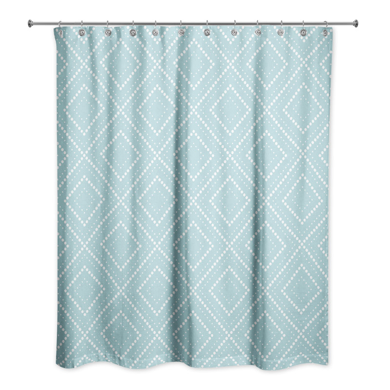 Rideau de douche simple à motif géométrique, Bleu sarcelle / blanc