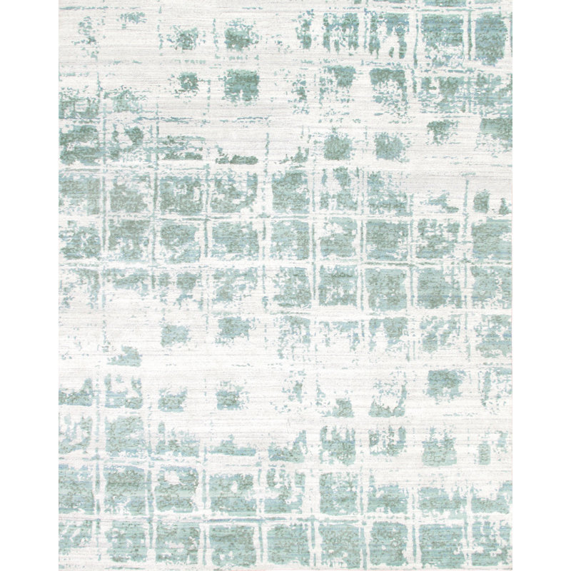 Tapis moderne en soie de viscose noué à la main
