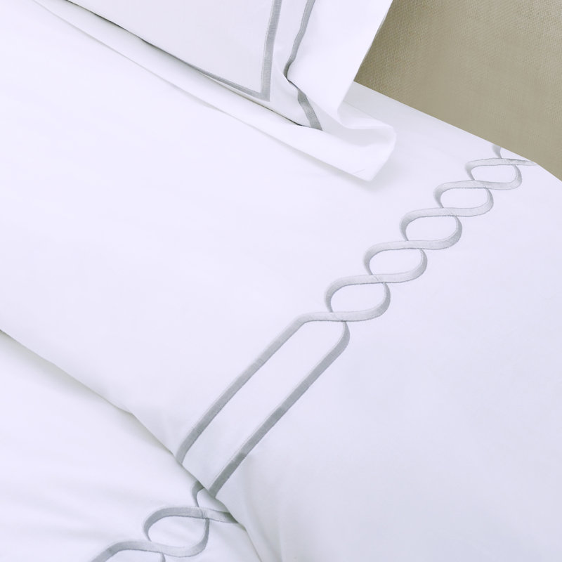 White Cotton Twin/Twin XL Embroidered Duvet Cover Set