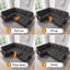Grand canapé-lit modulaire en L 107 po en chenille avec méridienne, siège d'angle, accoudoir de rangement et orifices de recharge de 107 po, gris foncé-348757676-349172691