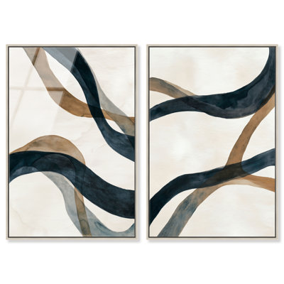 «Deepwater Curves Duo», ensemble de 2 reproductions d'art encadrées par Art Remedy