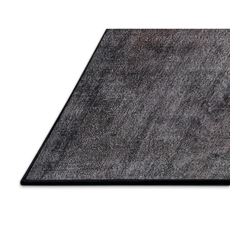 Tapis en laine gris foncé / noir, Rectangle 7 pi x 9 pi