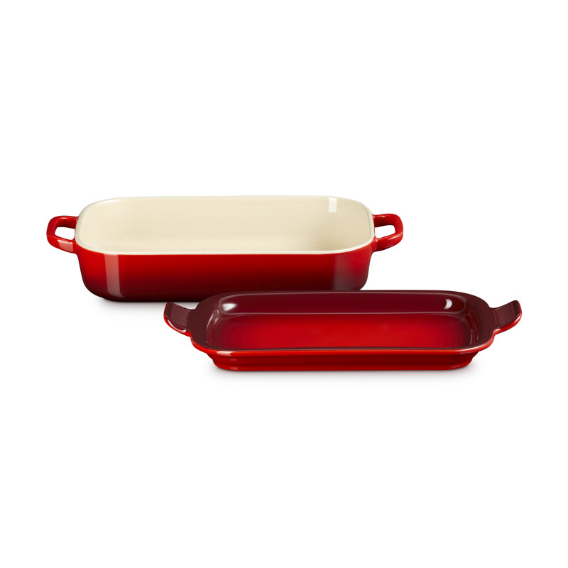 Le Creuset Stoneware Rectangular Dish With Platter Lid, 2.75Qt., Cerise