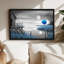 Art mural sur toile en niveaux de gris avec arbre bleu au bord du lac Moonlit-1150681246