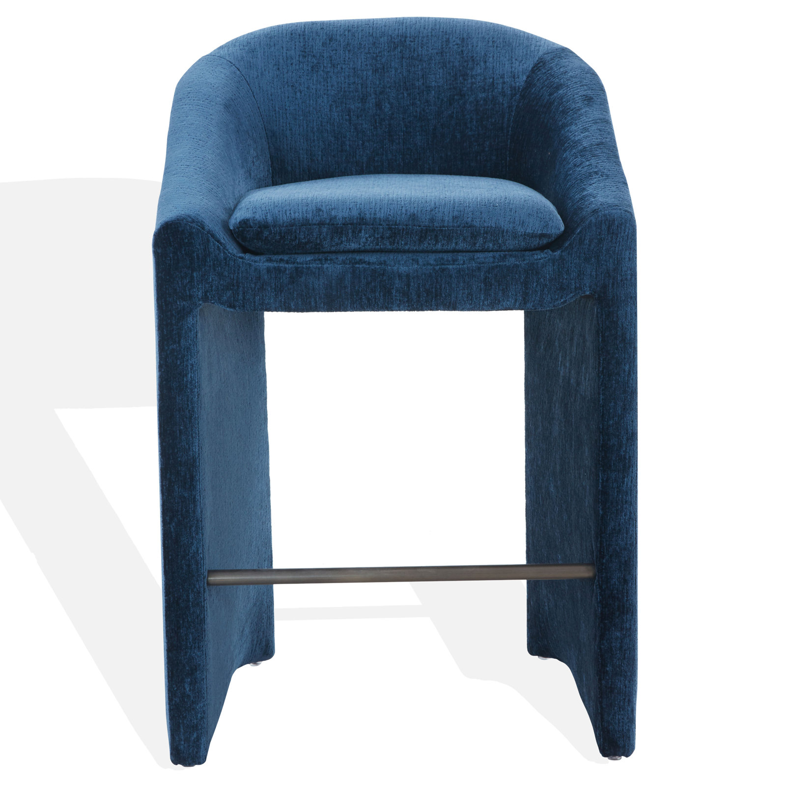 Oshawa Upholstered Chenille Bar and Counter Stool , Bar Stool (30.7" Seat Height), Navy