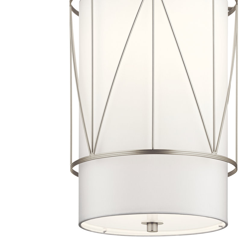 Luminaire suspendu cylindrique à 1 lumière Birkleigh, Nickel satiné