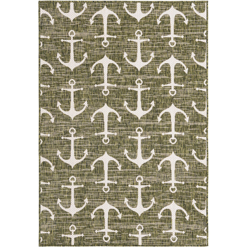 Outdoor Ayton Area Rug Green Color, Rectangle 4' x 6'