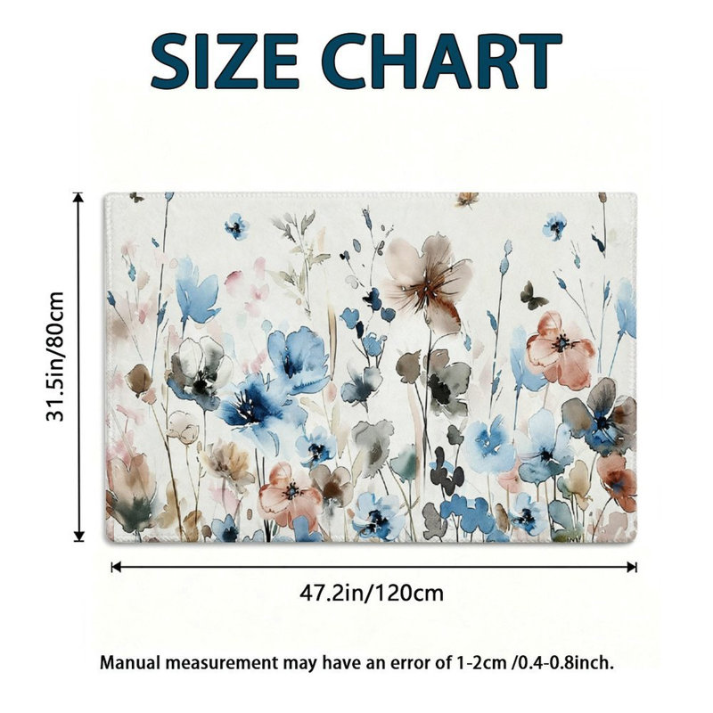 Tapis à motif floral aquarelle, décor bohémien, 47 po x 31 po