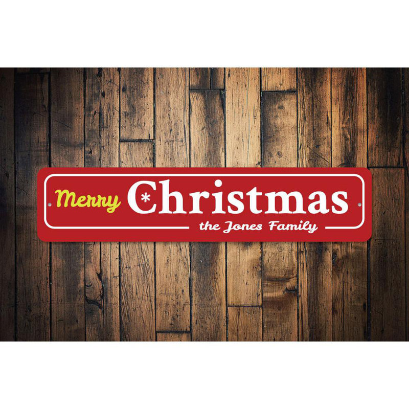 Panneau en aluminium «Family Merry Christmas», H 4 po x l 18 po x P 0,04 po