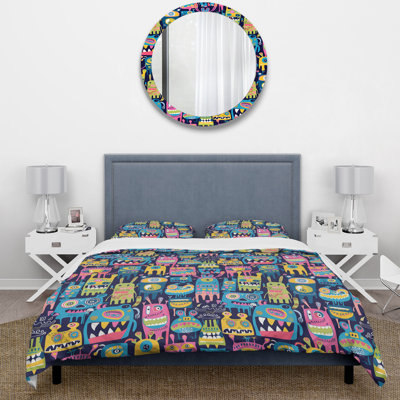 Ensemble de housse de couette bleu et vert pour enfants