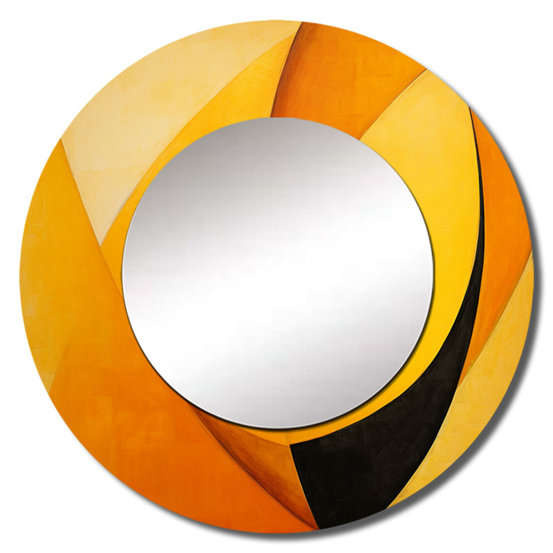 Amber Arcs Mango Fruit - miroir décoratif de fruits, miroir mural rond traditionnel, impression d'art en métal, 36 po x 36 po