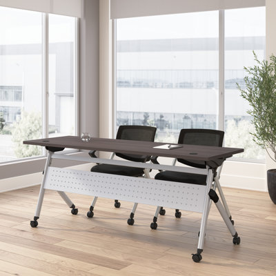 Bush Business Furniture Envision Training Table And 2 Folding Chairs With Arms