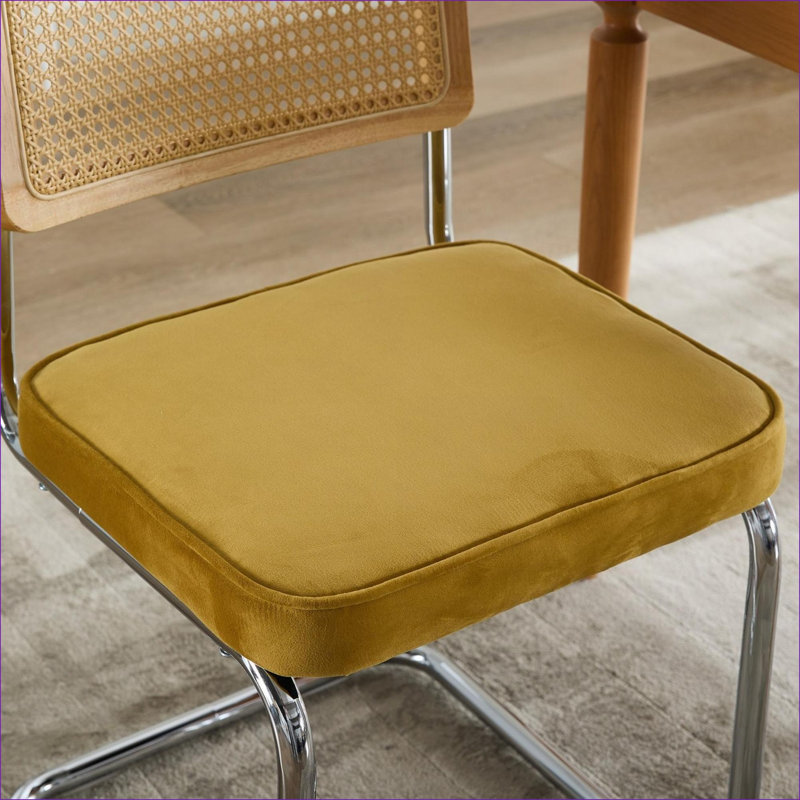 Ensemble de 2 chaises de salle à manger, chaises d'appoint en velours avec dossier en canne naturelle et base en acier inoxydable, célèbres chaises conçues par Breuer, chaises de cuisine rembourrées en rotin