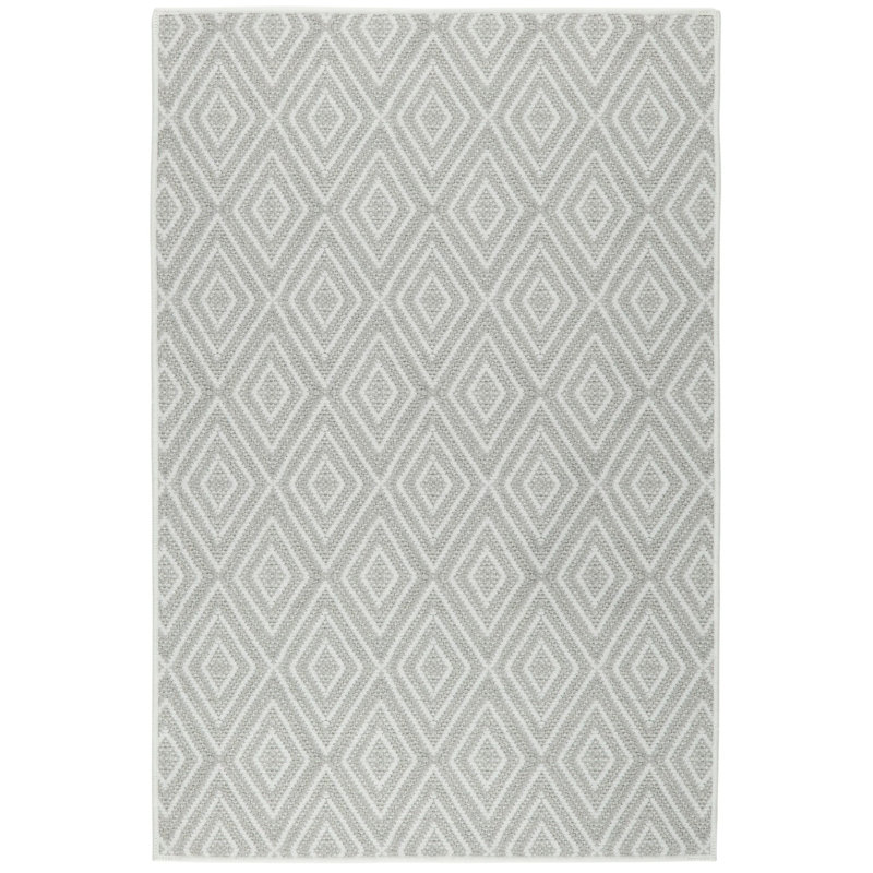 Diamond Platinum/White Machine Printed Washable Rug, Rectangle 2' x 3'