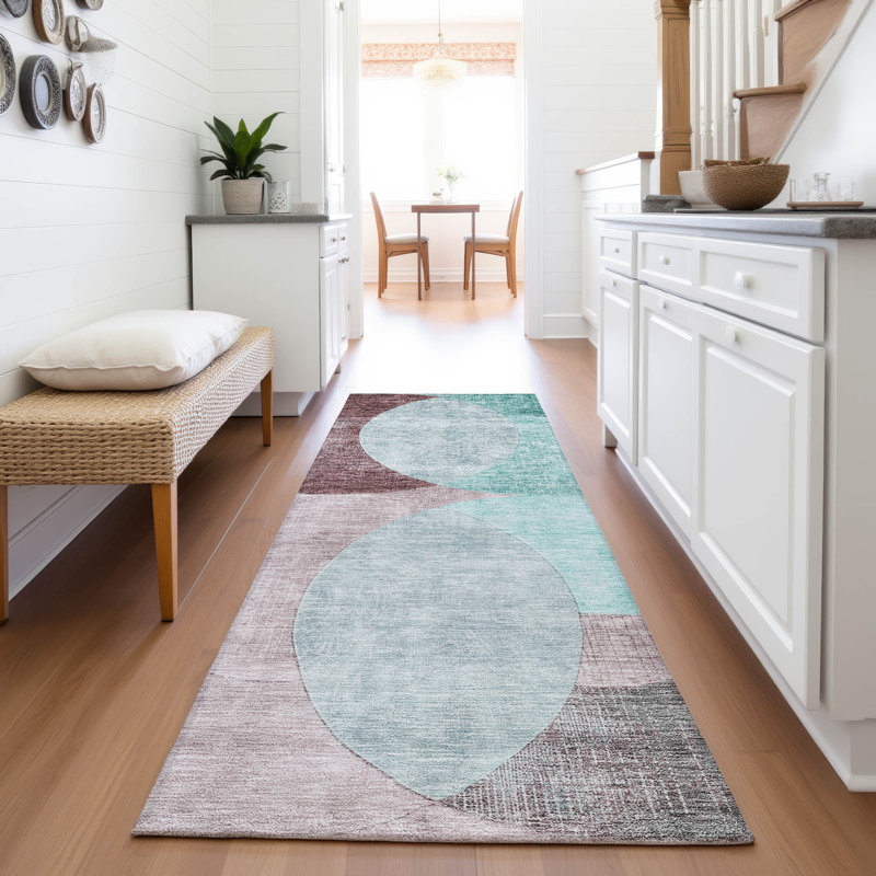 Tapis géométrique de qualité supérieure lavable à la machine AMF1140, Tapis de couloir 2 pi 3 po x 7 pi 6 po