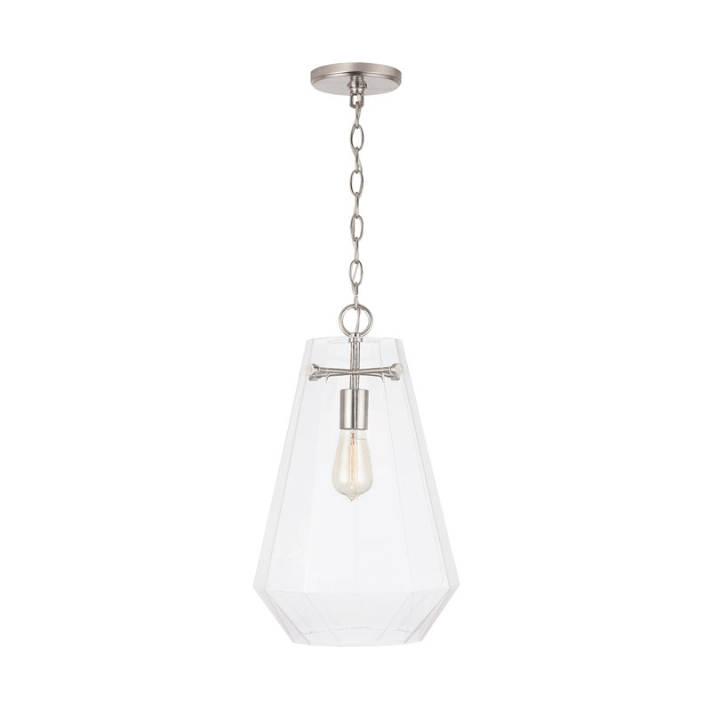 Luminaire suspendu géométrique à 1 lumière Circe Annie, Nickel brossé