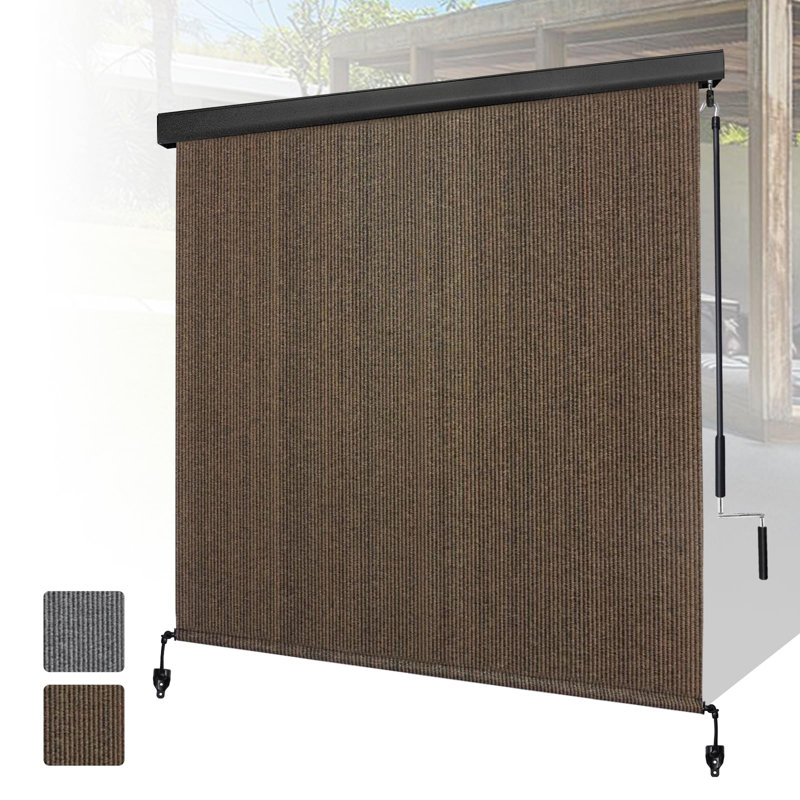 Manivelle extérieure en tissu avec abat-jour extérieur en aluminium, Moka, L 84 po x L 96 po
