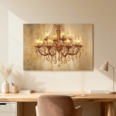 Scène et paysage urbain, lustre doré en cristal, art mural décoratif