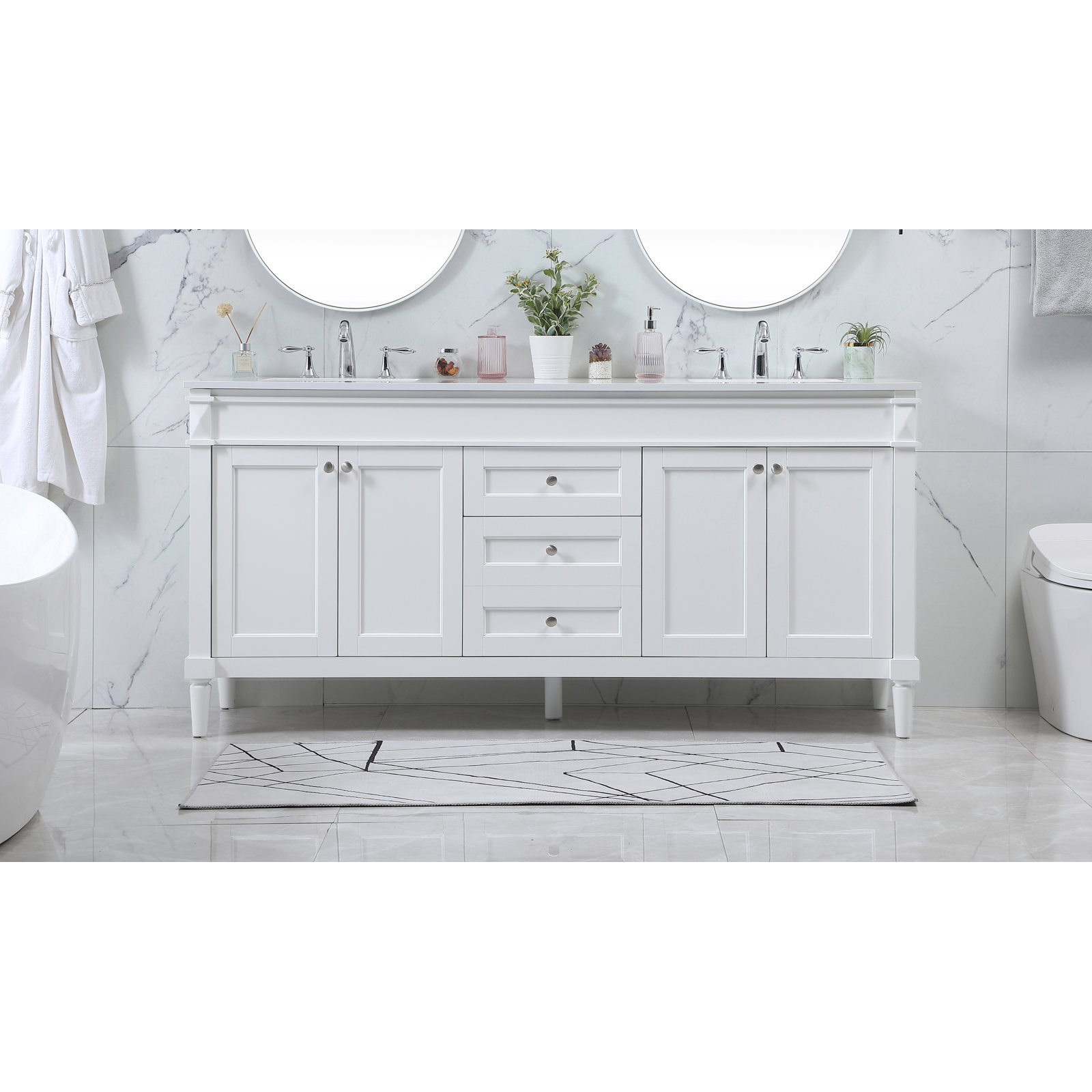 Readington 72'' Double Bathroom Vanity, White