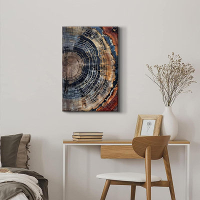 Tree Ring Canvas Wall Art Wood Grain Wall Decor Modern Colorful Tree Rings Picture Print Nature Painting Artwork For Living Room Bedroom Office Dining Room(12X16inch)