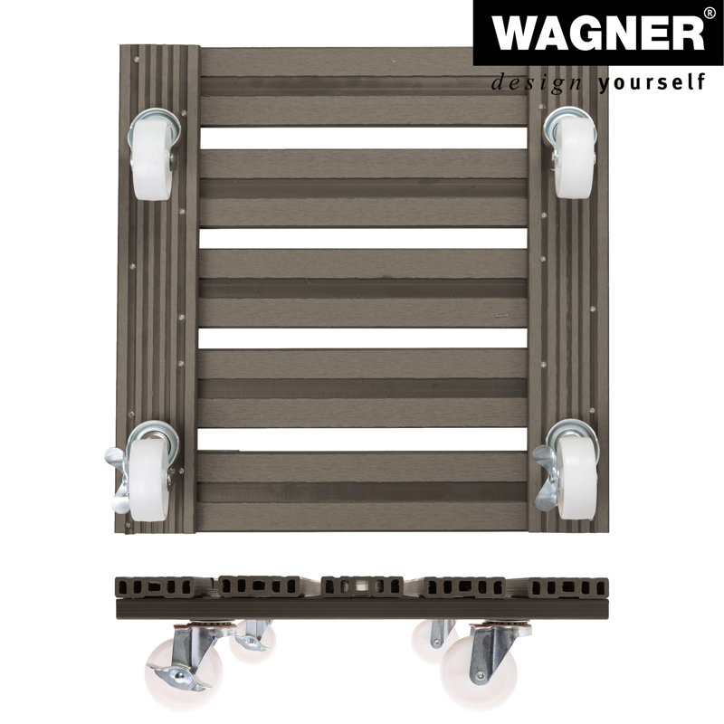 Taupe 15.4" Square Wood Plastic Composite Plant Caddy