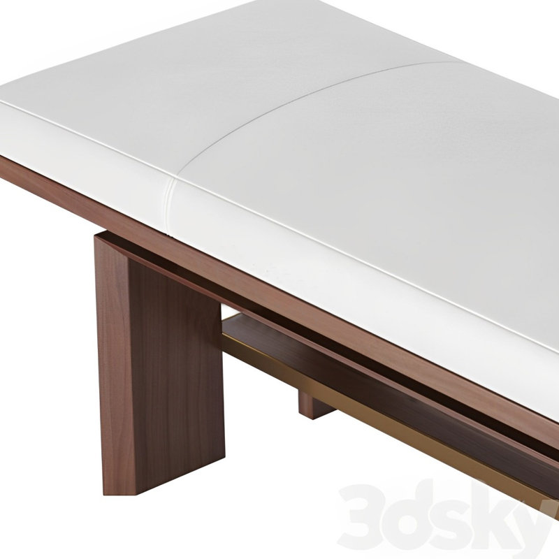 Banc rembourré en microfibre Fresnay, Blanc cassé, H 16,53 po x l 62,99 po x P 15,74 po