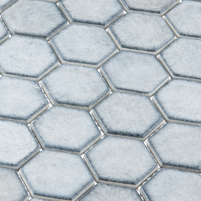Honoro- Hexite Honeycomb Glass 2" Hexagon Mosaic Kitchen Backsplash, Bathroom, Shower, Pool, Wall and Floor Tile, Gray