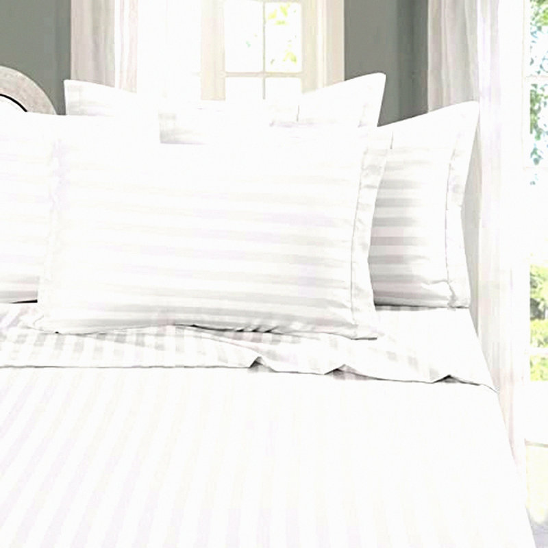 Luxury Damask Stripe Queen Sheet Set - Softest Coziest 6-Piece Bedding Bundle - Wrinkle Resistant Hotel Quality Linens - White