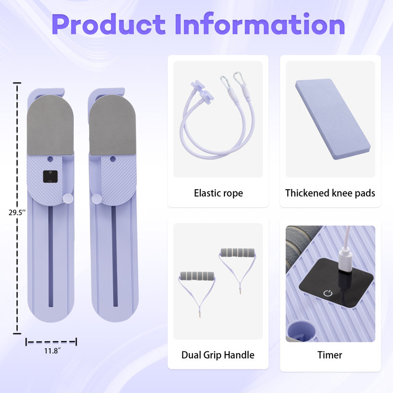 2-in-1 Split Multifunctional Pilates Board Set with Smart Timer, Detachable combinable Design for 2-Person Use