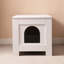 Enceinte de litière pour chat en blanc, fabrication en bois avec porte de grange, s'adapte à différentes boîtes, garde l'odeur agréable de la maison