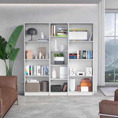 Trues 3 Piece Living Room Set With 3 Bookcases, White