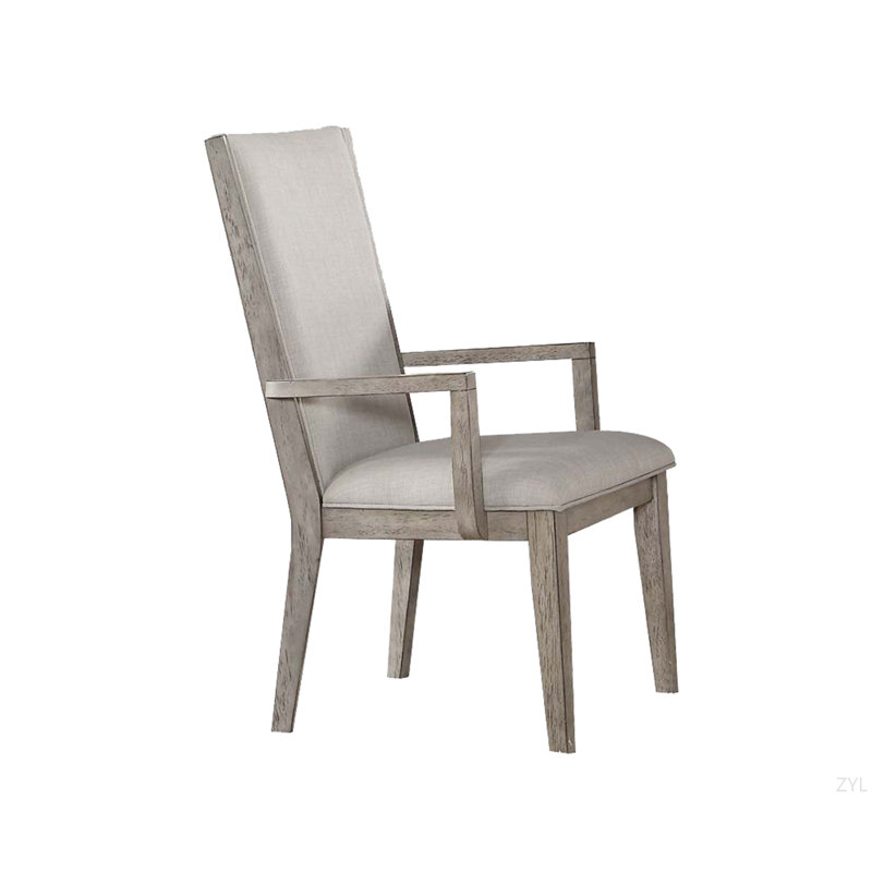 Fabric & Grey Oak Finish Arm Chair (Set Of 2)